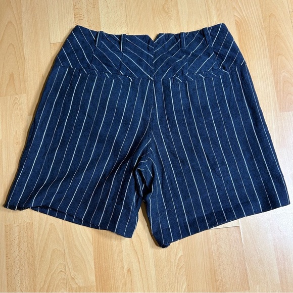 NWT Free People High Waist Blue and White Pinstriped Shorts Linen Cotton 6 - Picture 5 of 9